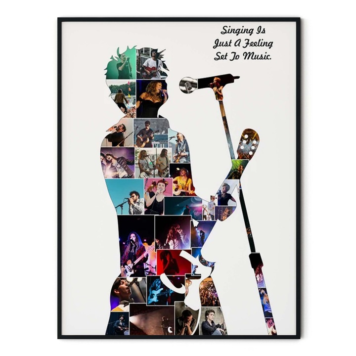 Tablou personalizat, Intaglio, cu rama, colaj cu poze cadou pentru Cantaret 40x30cm