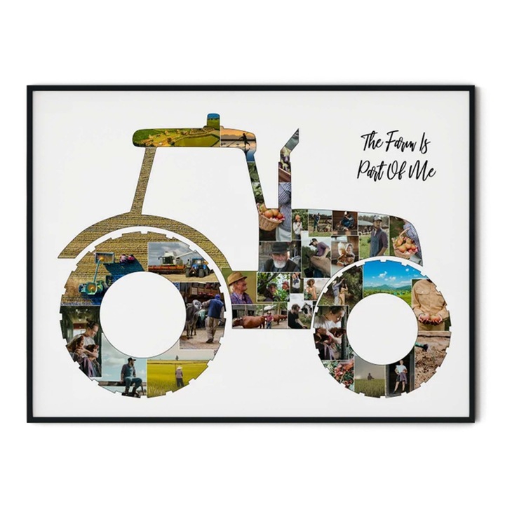 Tablou personalizat, Intaglio, cu rama, colaj cu poze cadou pentru Fermier 40x30cm