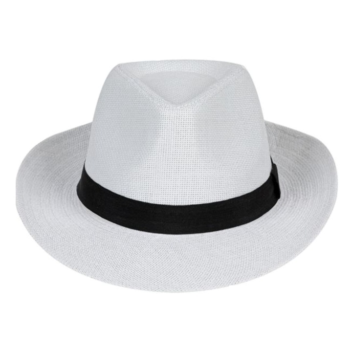 Palarie barbati pentru vara, cu banda neagra, universala, Alb, One-Size