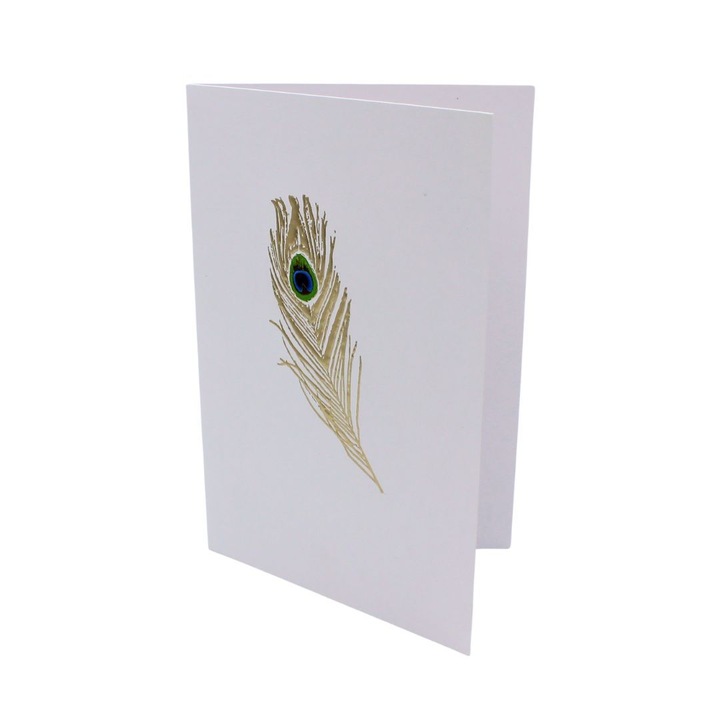 Поздравителна картичка Top Trend Elegant Feather, 18x12 см