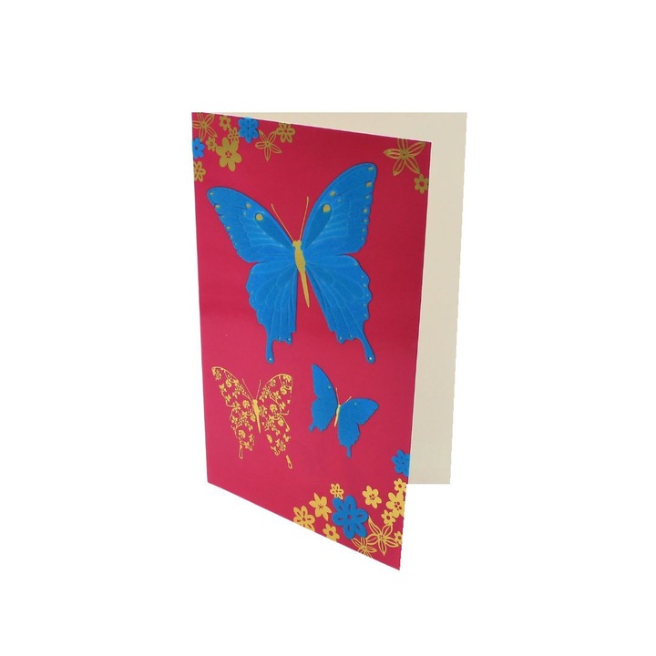Поздравителна картичка Gold Vibrant Butterflies, 18 x 12 см