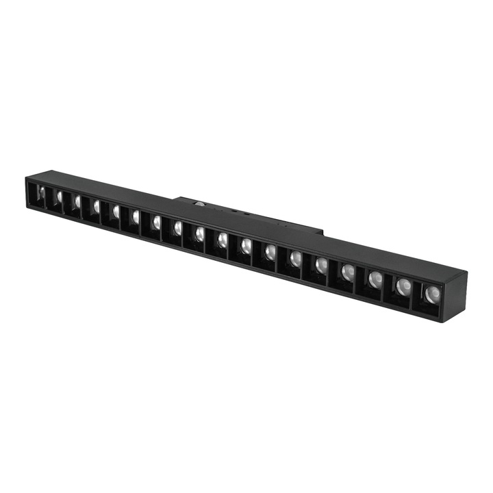 Grila LED Sina Magnetica Incastrata, Lumina Calda, 18W, Negru