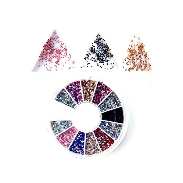 Set de strasuri triunghiulare MoonbasaNails, 1,5 mm, Pentru unghii, Multicolor