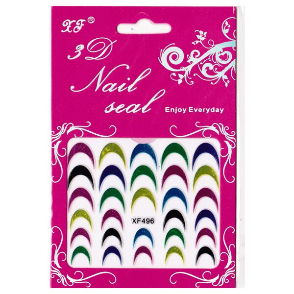 Stickere cu efect acrilic pentru unghii MoonbasaNails, XF496, Multicolor
