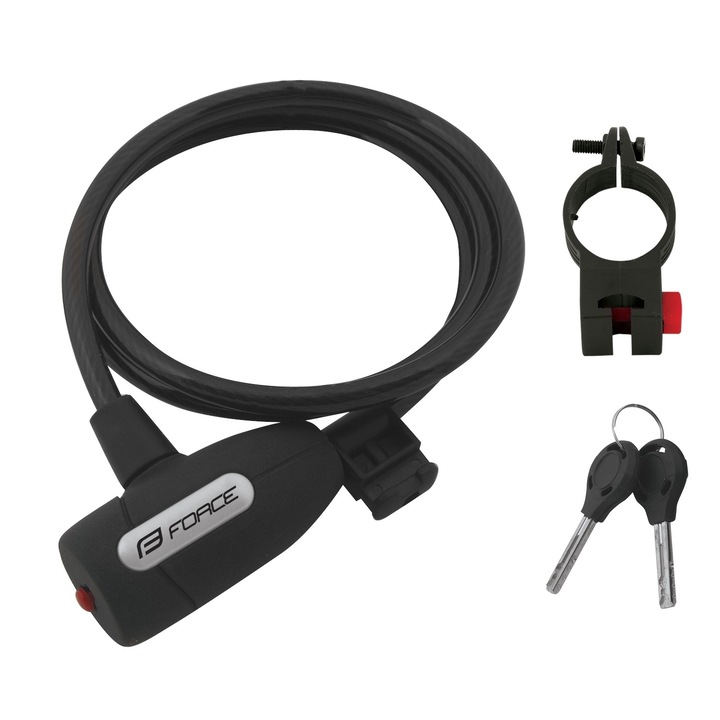 Lopásgátló Force F Lux 120cm/8mm fekete támasztékkal
