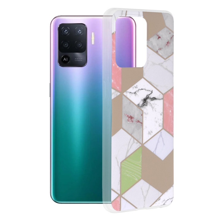 Калъф за Oppo A94 4G/Reno5 Lite, Techsuit Marble Series, Purple Hex