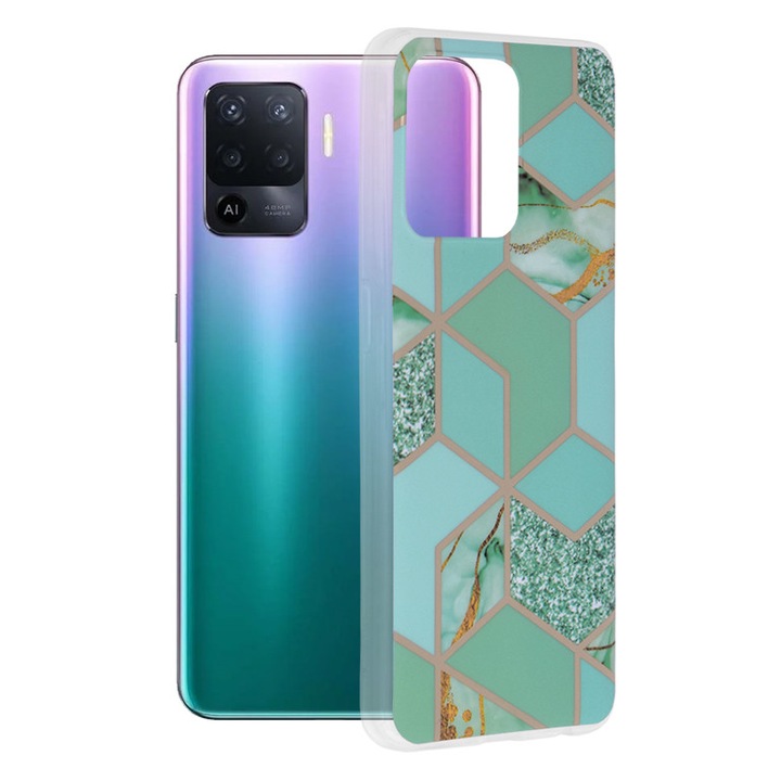Калъф за Oppo A94 4G/Reno5 Lite, Techsuit Marble Series, Green Hex