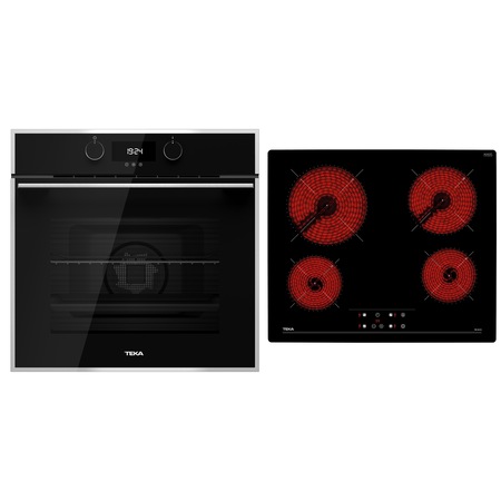 Pachet Cuptor incorporabil Teka HLB 830 Black-SS, 70 litri, HydroClean PRO plus Plita incorporabila, Vitroceramic, Teka TB 6415, 4 Arzatoare, 60 cm, sticla neagra