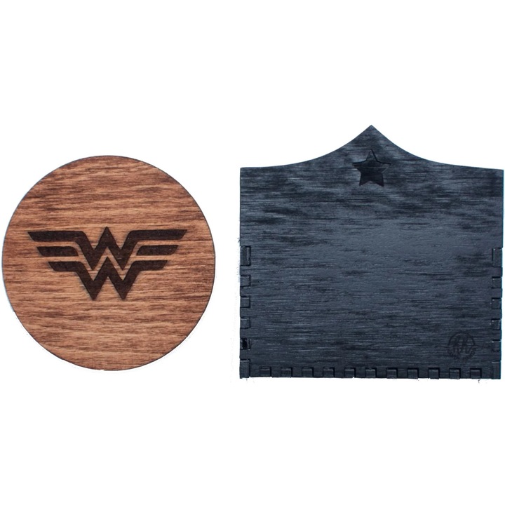 3 db pohártartó készlet HH1576 Wonder Woman fából 9x9 cm