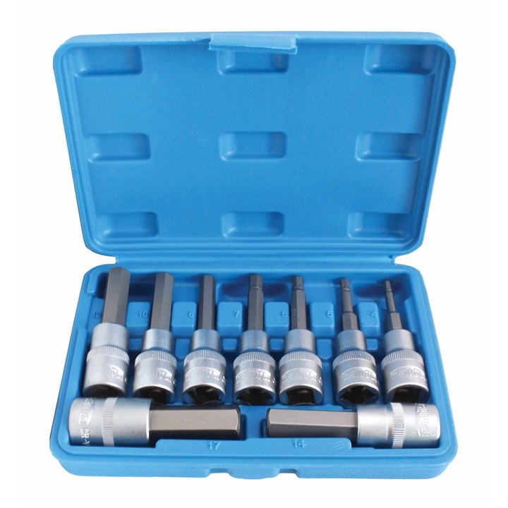 Kulcskészlet, TECHMAN, hatszögletű bitek, imbusz, 1/2 4-17mm, 80mm, 9 darab