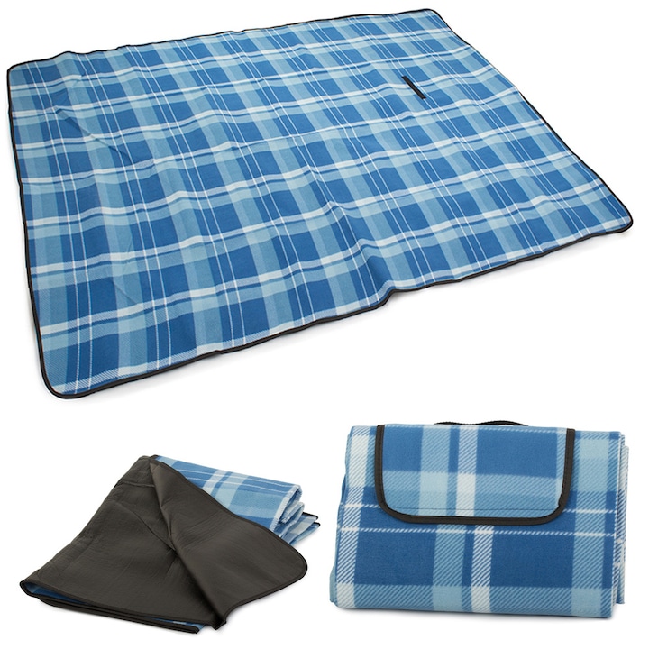 Одеяло за пикник, къмпинг одеяло 150х200, с червен и син десен