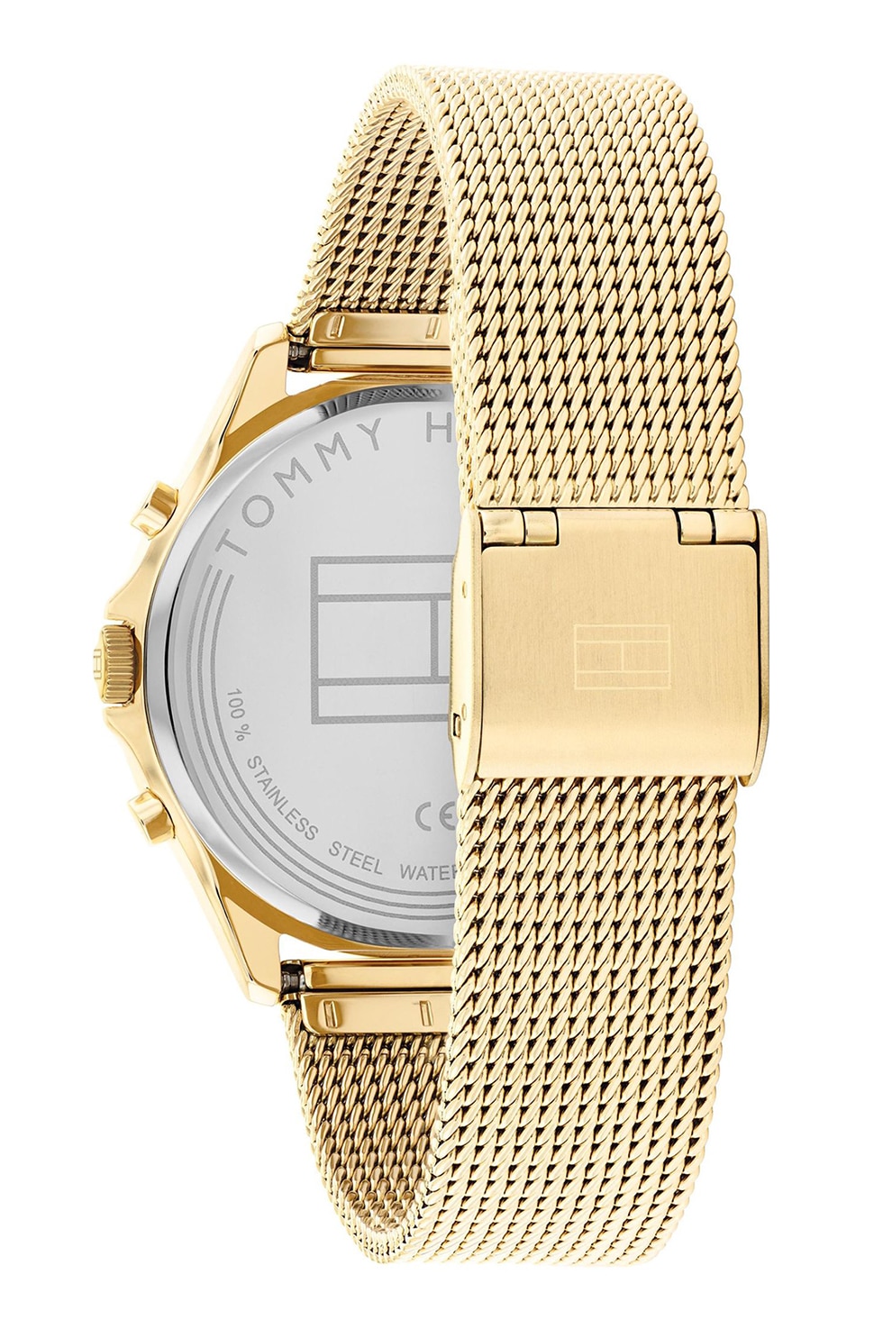 Tommy Hilfiger, Часовник с мрежеста верижка, Златист - eMAG.bg