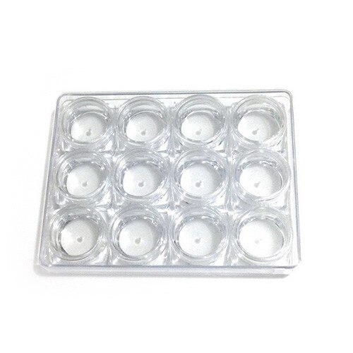 Recipient din plastic cu 12 compartimente, MoonbasaNails, 3 ml, 004, Transparent