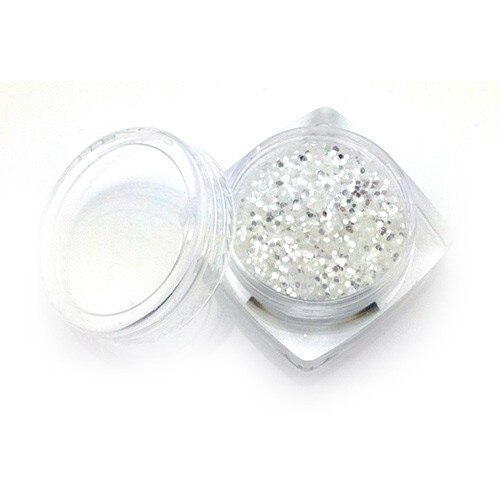 Decoratiune pentru unghii tip paiete Sequin MoonbasaNails, 1/32, 3 g, Alb optic/Argintiu