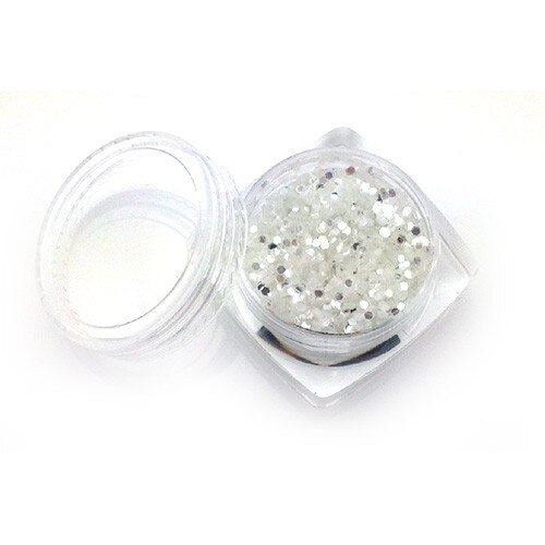 Decoratiune pentru unghii tip paiete Sequin MoonbasaNails, 1/24, 3 g, Alb optic/Argintiu