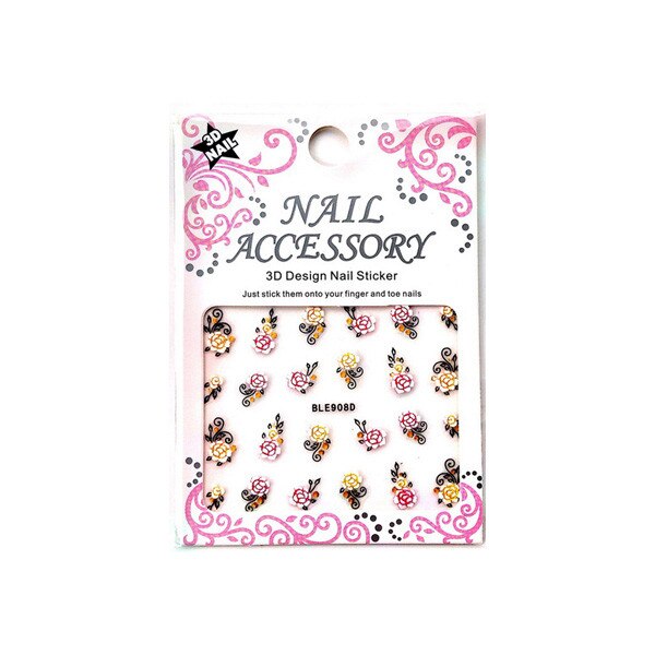 Stickere autoadezive pentru unghii, Moonbasa, BLE908D, Model floral, Multicolor
