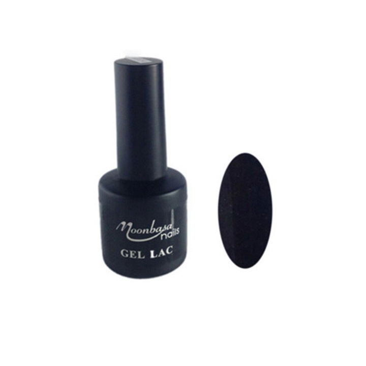 Gel lac semipermanent unghii MoonbasaNails, Sidefat, Negru, 6 ml