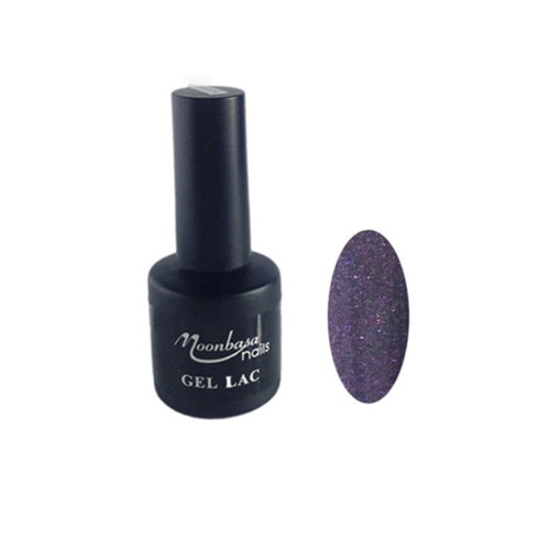 Gel lac semipermanent unghii MoonbasaNails, Cu sclipici gri, Mov, 6 ml