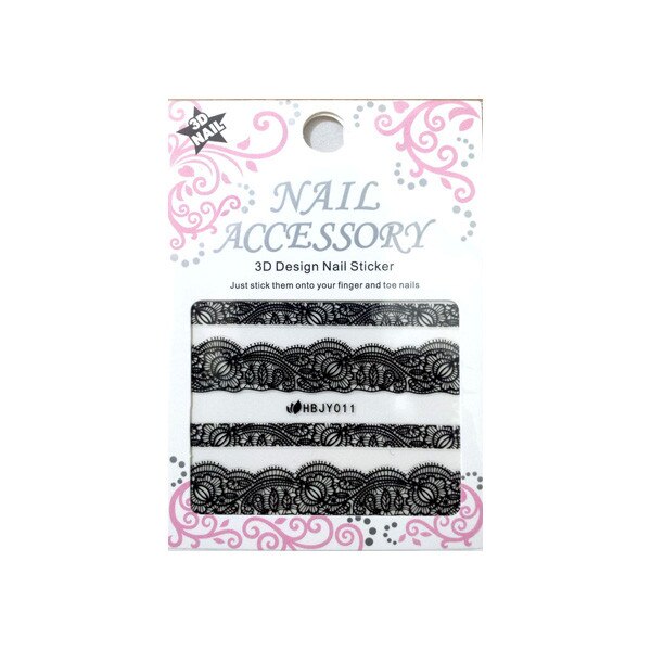 Ornamente autocolante pentru unghii MoonbasaNails HBJY011B, Negru