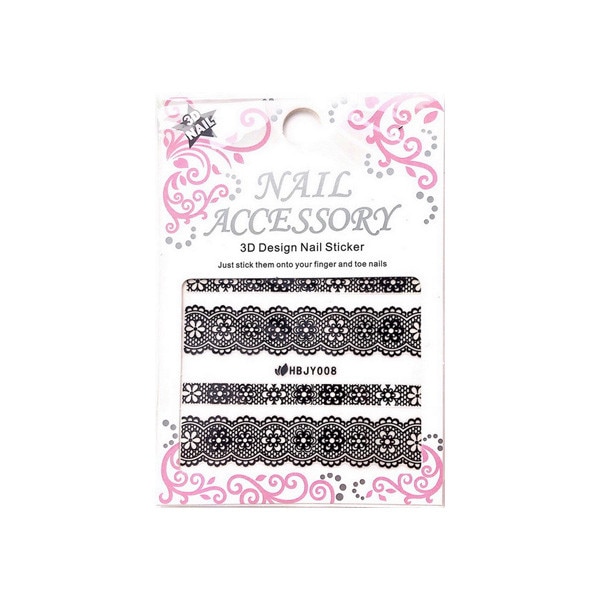 Ornamente autocolante pentru unghii MoonbasaNails HBJY008B, Negru