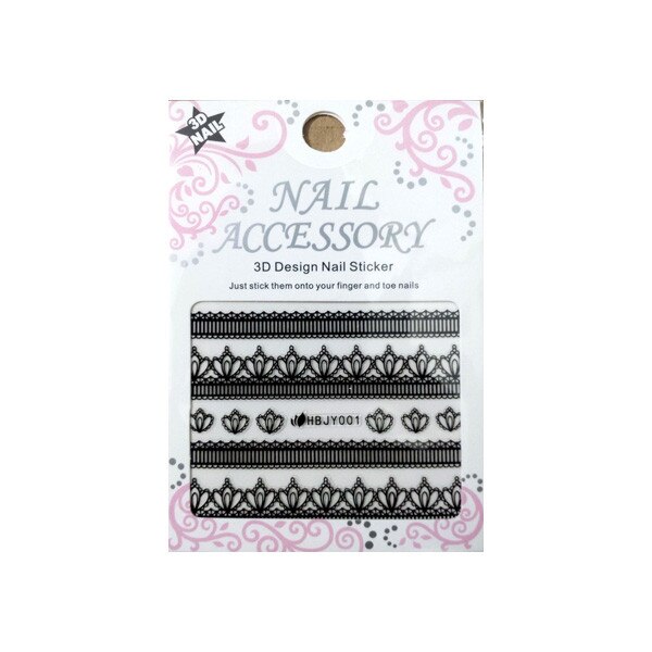 Stickere MoonbasaNails, HBJY001B, Dantela, Negru