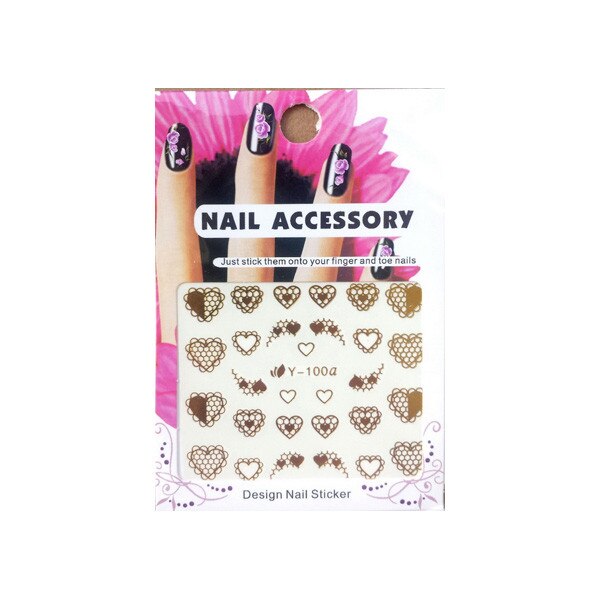 Tatuaj sticker cu efect acrilic pentru decor unghii Y-100aG, MoonbasaNails, Auriu