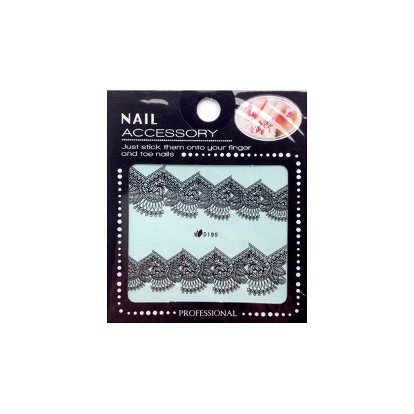 Tatuaj sticker cu efect acrilic pentru decor unghii D199B, MoonbasaNails, Multicolor