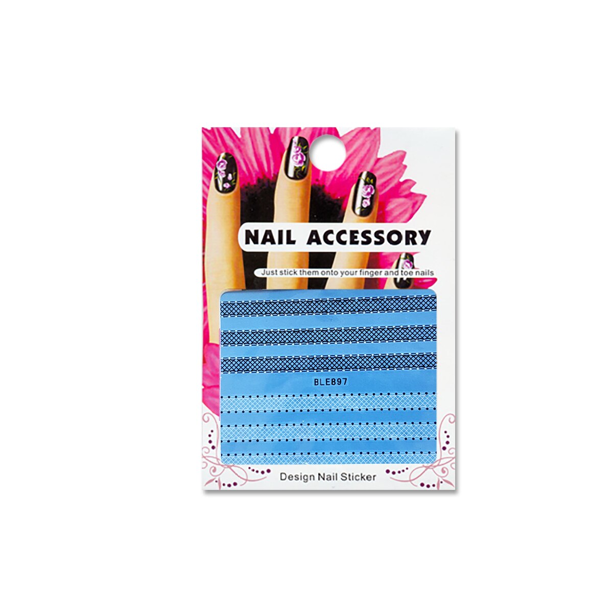 Tatuaj sticker cu efect acrilic pentru decor unghii BLE-897, MoonbasaNails, Multicolor