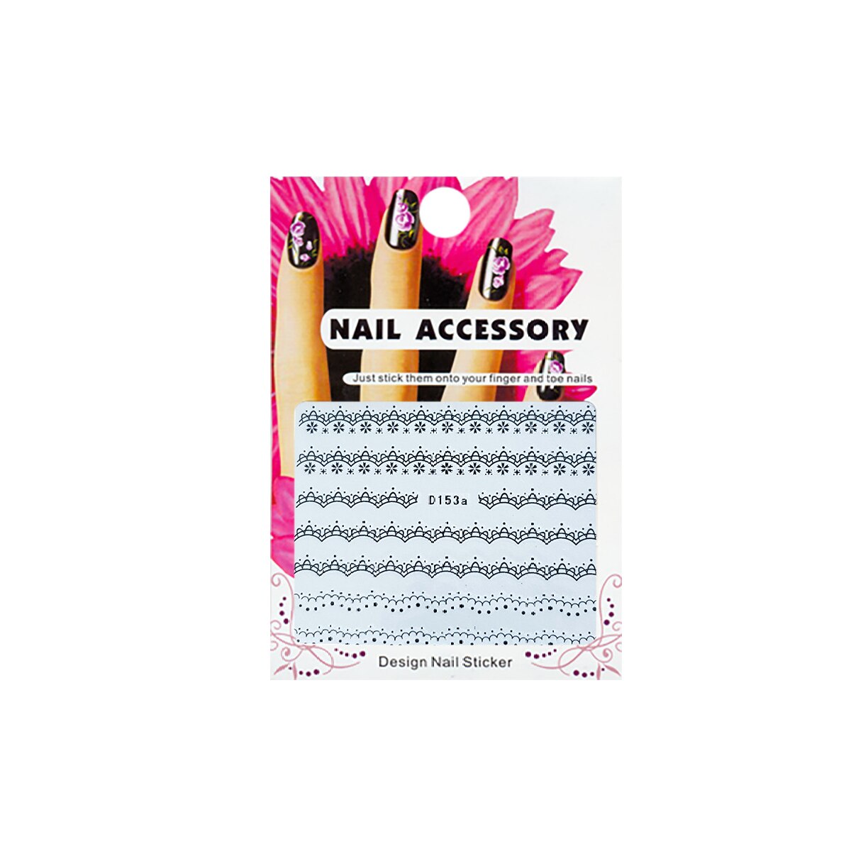 Tatuaj sticker cu efect acrilic pentru decor unghii D153a, MoonbasaNails, Multicolor