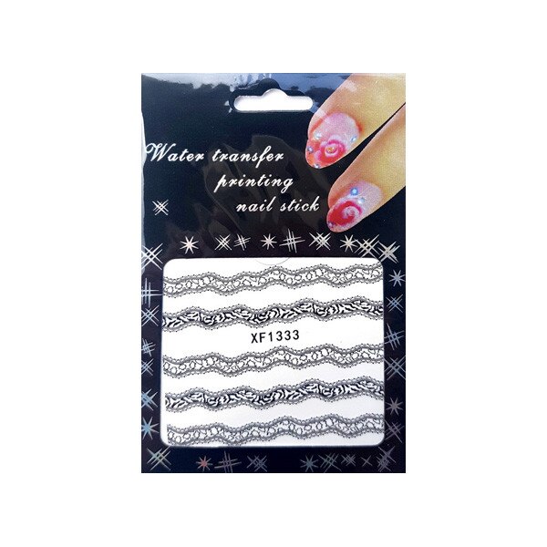 Tatuaj sticker cu efect acrilic pentru decor unghii XF1333, MoonbasaNails, Multicolor