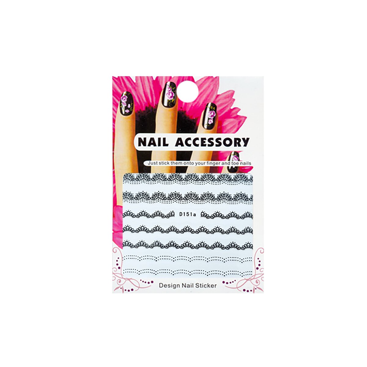 Tatuaj sticker cu efect acrilic pentru decor unghii D151a, MoonbasaNails, Multicolor