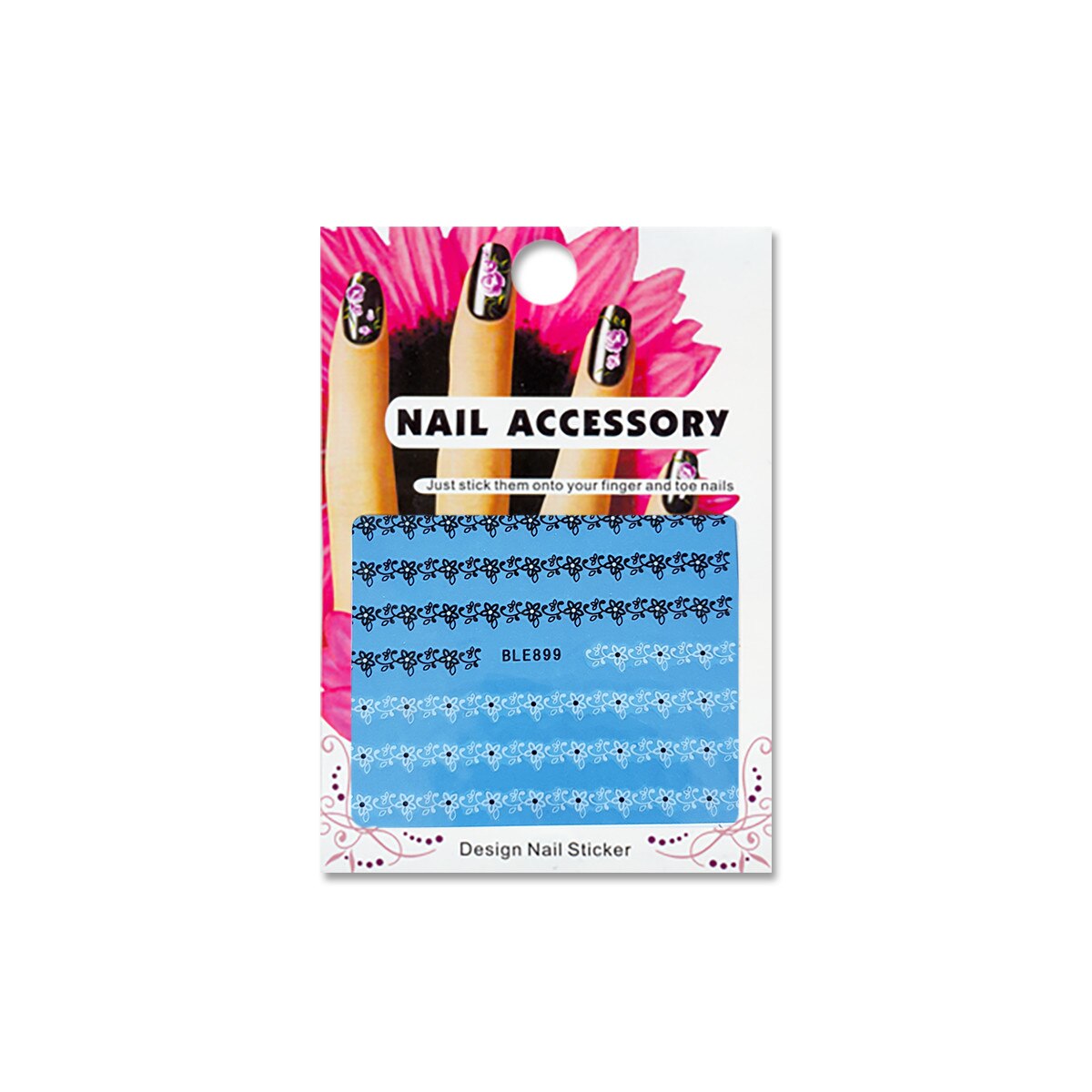Tatuaj sticker cu efect acrilic pentru decor unghii BLE-899, MoonbasaNails, Multicolor
