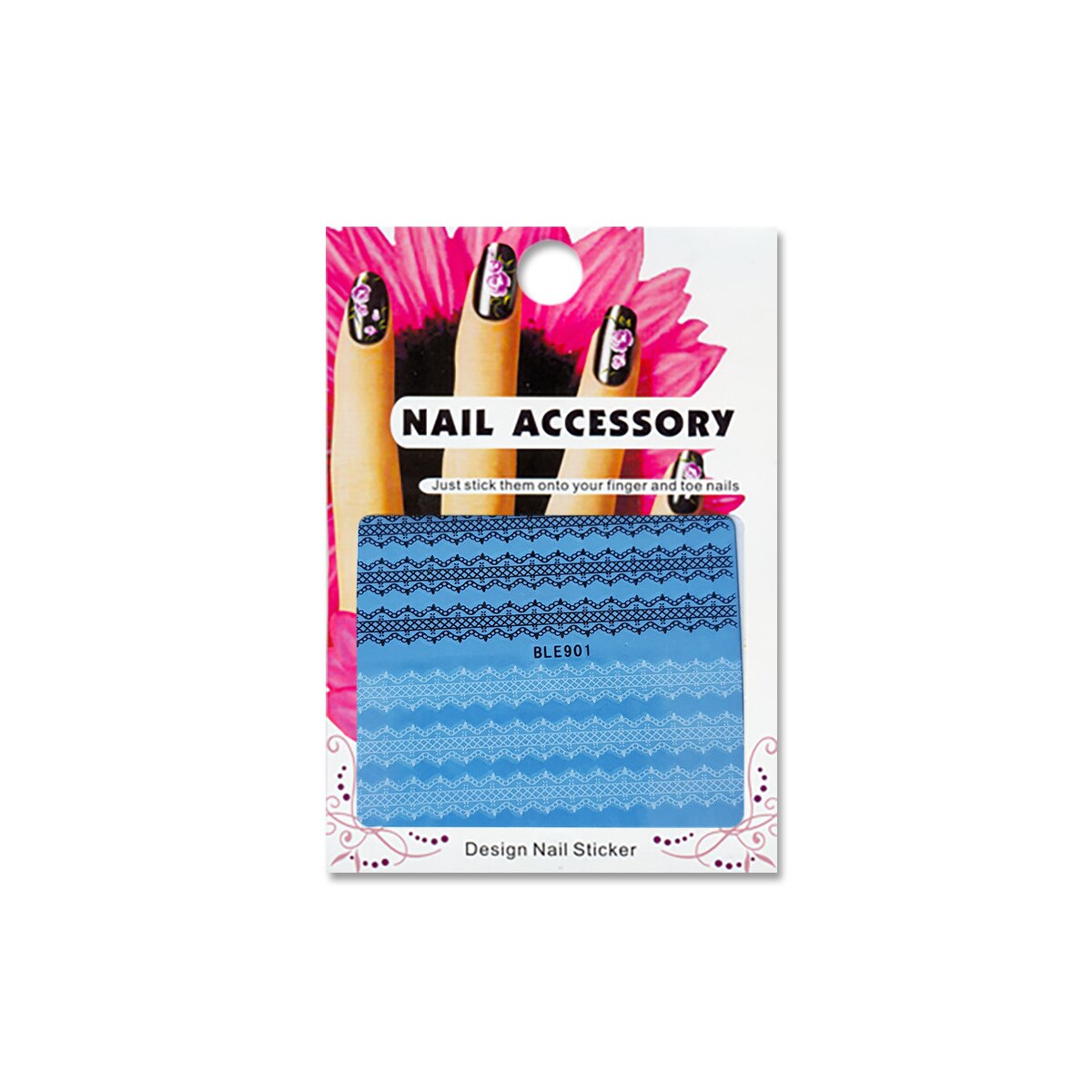 Tatuaj sticker cu efect acrilic pentru decor unghii BLE-901, MoonbasaNails, Multicolor