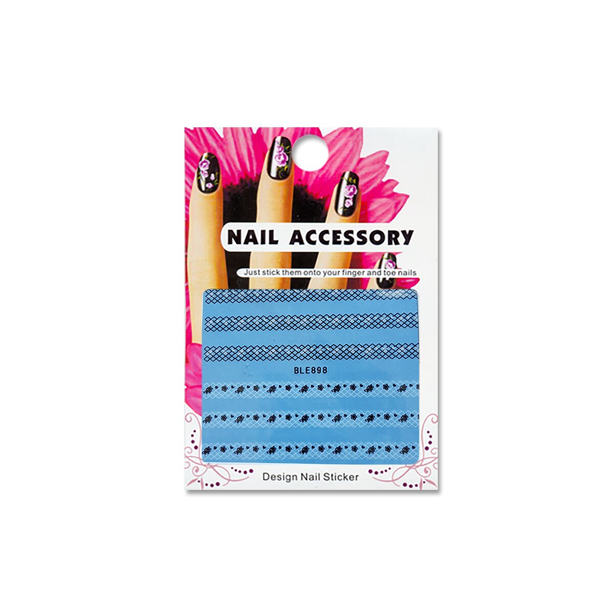 Tatuaj sticker cu efect acrilic pentru decor unghii BLE-898, MoonbasaNails, Multicolor