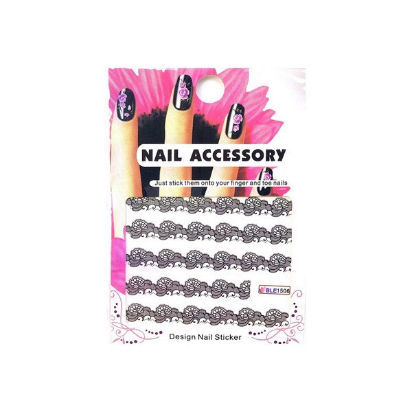 Tatuaj sticker cu efect acrilic pentru decor unghii BLE1506, MoonbasaNails, Multicolor