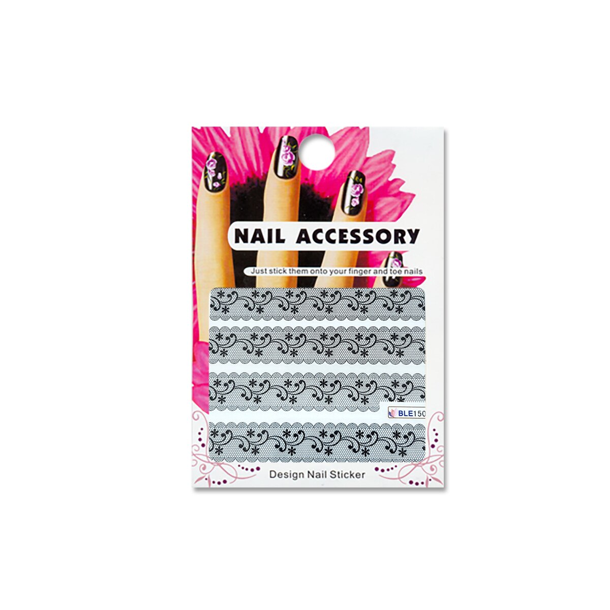 Tatuaj sticker cu efect acrilic pentru decor unghii BLE1501, MoonbasaNails, Multicolor