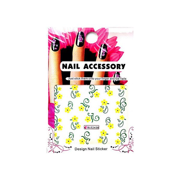 Tatuaj sticker cu efect acrilic pentru decor unghii BLE-2438, MoonbasaNails, Multicolor