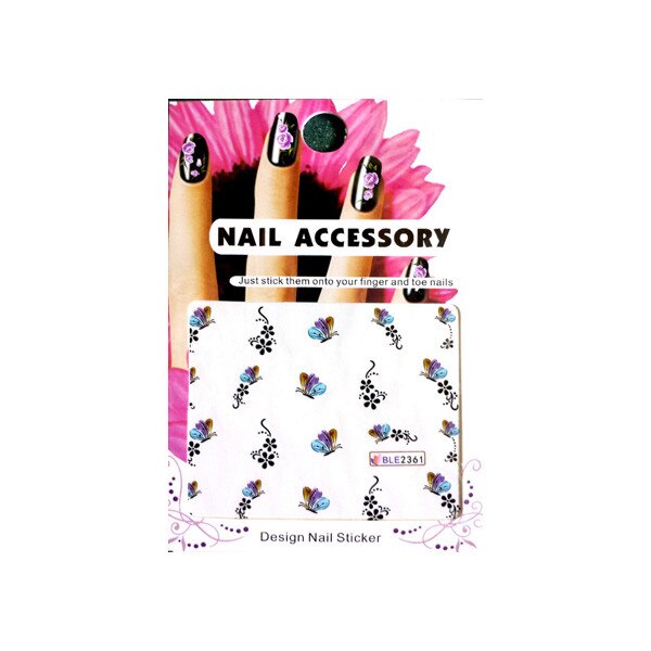 Tatuaj sticker cu efect acrilic pentru decor unghii BLE-2361, MoonbasaNails, Multicolor
