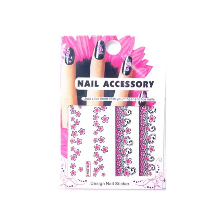 Tatuaj sticker cu efect acrilic pentru decor unghii BLE-942, MoonbasaNails, Multicolor