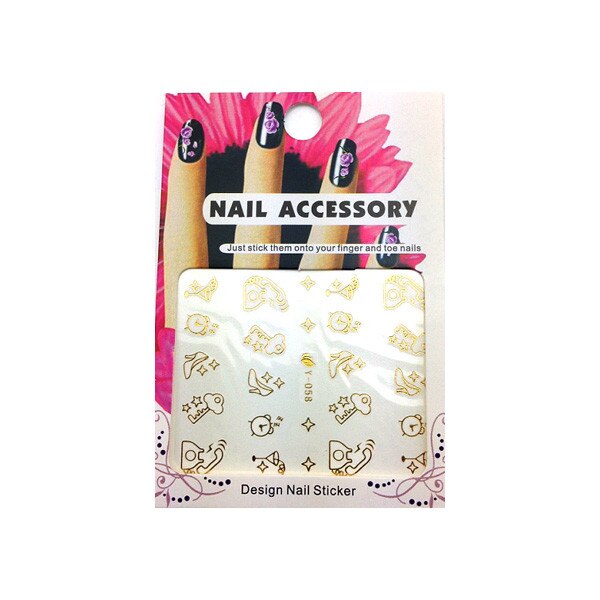 Tatuaj sticker cu efect acrilic pentru decor unghii Y-058G, MoonbasaNails, Auriu