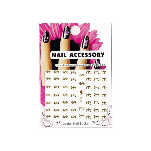 Tatuaj sticker cu efect acrilic pentru decor unghii Y-033G, MoonbasaNails, Auriu