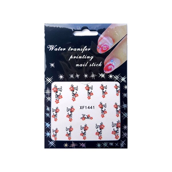 Tatuaj sticker cu efect acrilic pentru decor unghii XF1441, MoonbasaNails, Multicolor