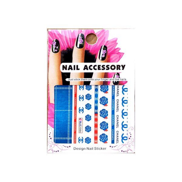 Tatuaj sticker cu efect acrilic pentru decor unghii BLE-2086, MoonbasaNails, Multicolor