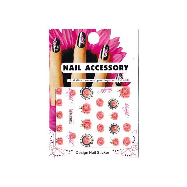 Tatuaj sticker cu efect acrilic pentru decor unghii BLE-2001, MoonbasaNails, Multicolor