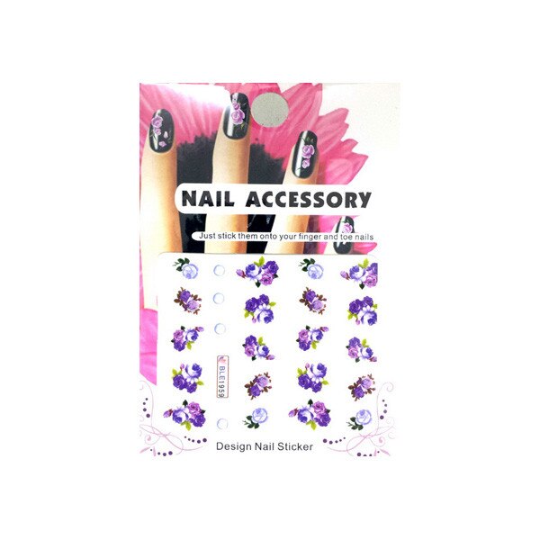 Tatuaj sticker cu efect acrilic pentru decor unghii BLE-1959, MoonbasaNails, Multicolor