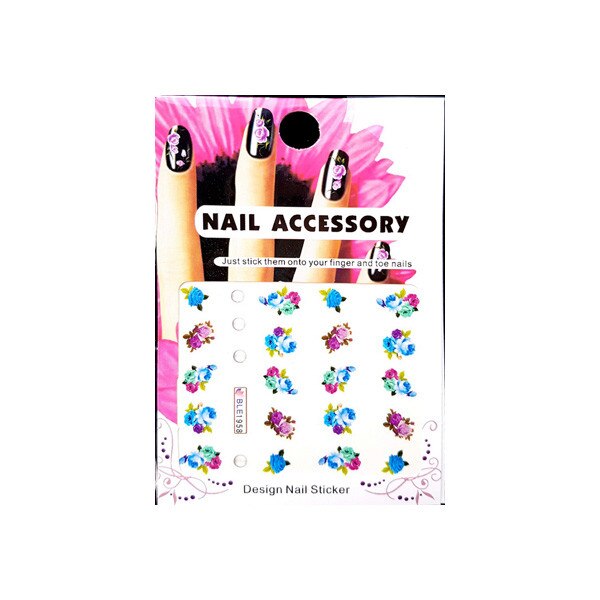 Tatuaj sticker cu efect acrilic pentru decor unghii BLE-1958, MoonbasaNails, Multicolor