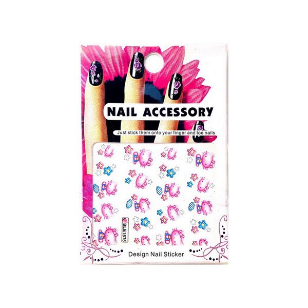 Tatuaj sticker cu efect acrilic pentru decor unghii BLE1675, MoonbasaNails, Multicolor