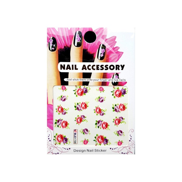 Tatuaj sticker cu efect acrilic pentru decor unghii BLE1739, MoonbasaNails, Multicolor