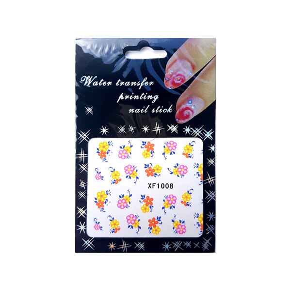 Tatuaj sticker cu efect acrilic pentru decor unghii XF1008, MoonbasaNails, Multicolor