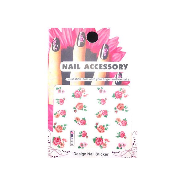 Tatuaj sticker cu efect acrilic pentru decor unghii BLE1714, MoonbasaNails, Multicolor